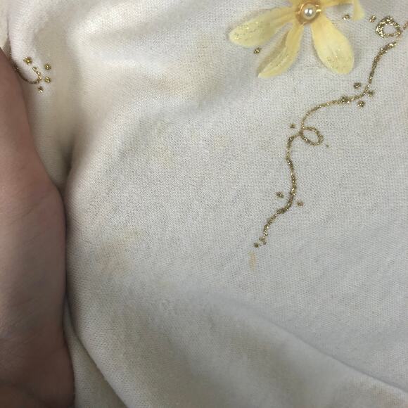 Vintage HMJ Made in the USA Cottagecore 3D Flower Sweater - Picture 6 of 16